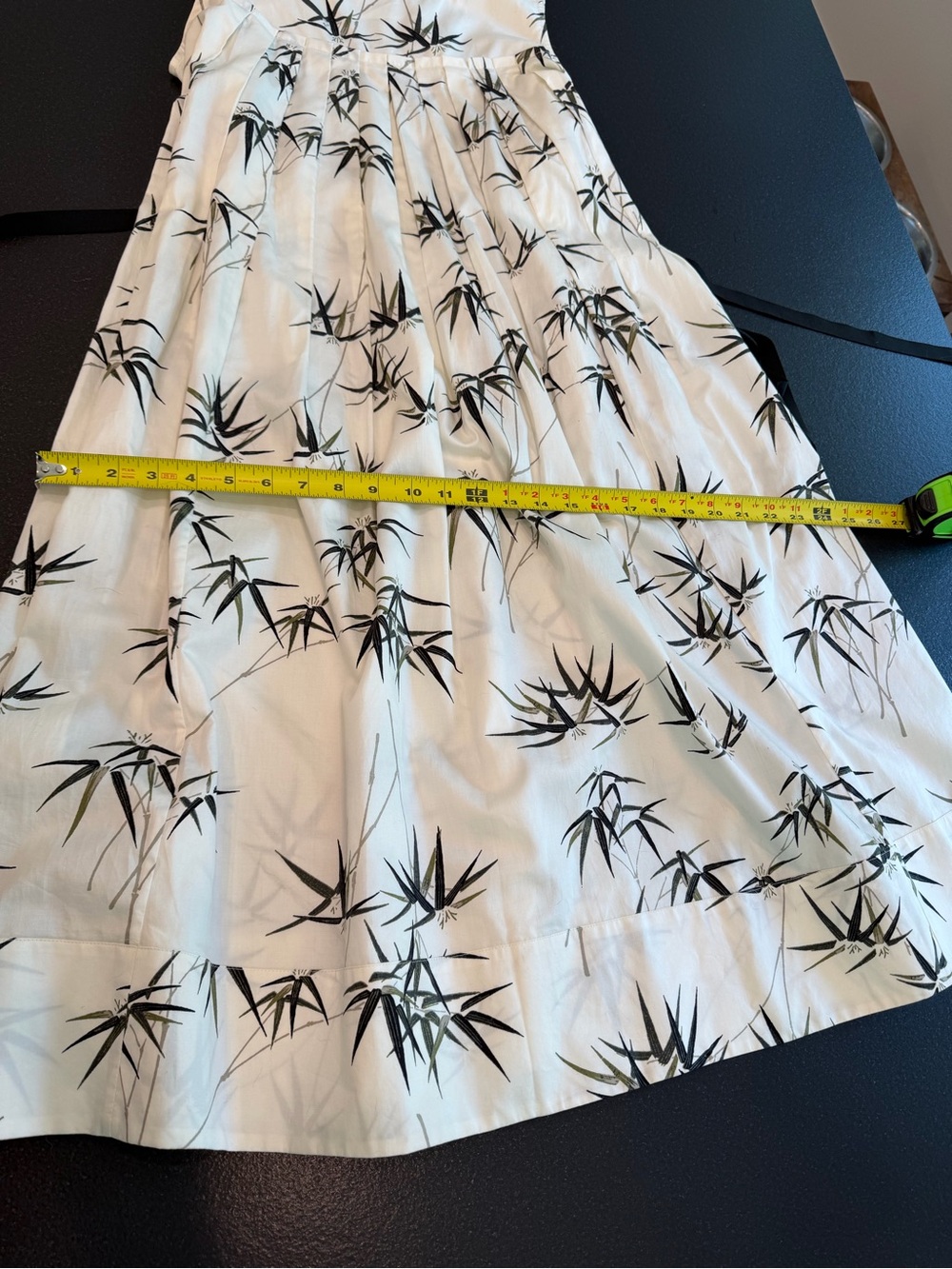 Talbots Ivory Midi Dress with Black Floral Print and Black Ribbon - Picture 12 of 13